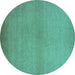 Round Solid Turquoise Modern Rug, urb1195turq