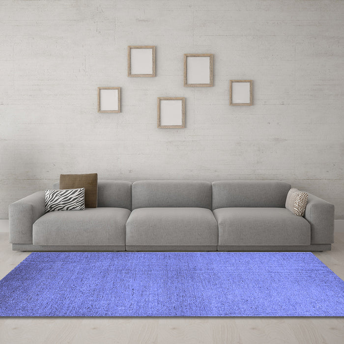 Machine Washable Solid Blue Modern Rug in a Living Room, wshurb1195blu