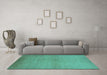 Machine Washable Solid Turquoise Modern Area Rugs in a Living Room,, wshurb1195turq