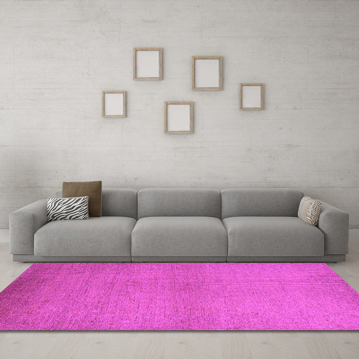 Machine Washable Solid Pink Modern Rug in a Living Room, wshurb1195pnk