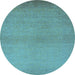 Round Machine Washable Solid Light Blue Modern Rug, wshurb1195lblu