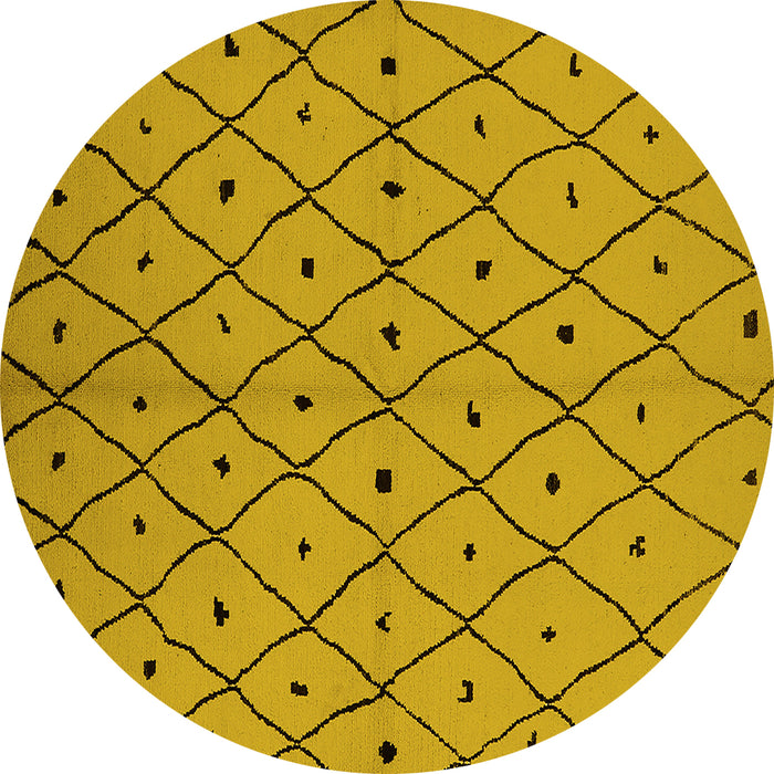 Round Solid Yellow Modern Rug, urb1196yw