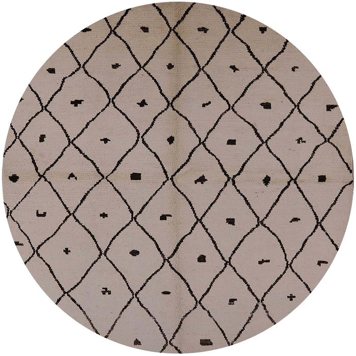 Round Mid-Century Modern Khaki Rose Pink Solid Rug, urb1196