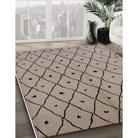 Mid-Century Modern Khaki Rose Pink Solid Rug, urb1196