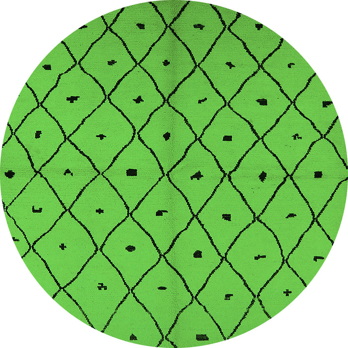 Round Machine Washable Solid Green Modern Area Rugs, wshurb1196grn