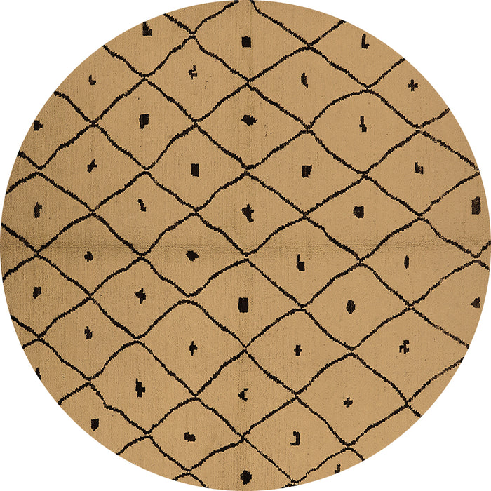 Round Machine Washable Solid Brown Modern Rug, wshurb1196brn