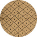 Round Machine Washable Solid Brown Modern Rug, wshurb1196brn