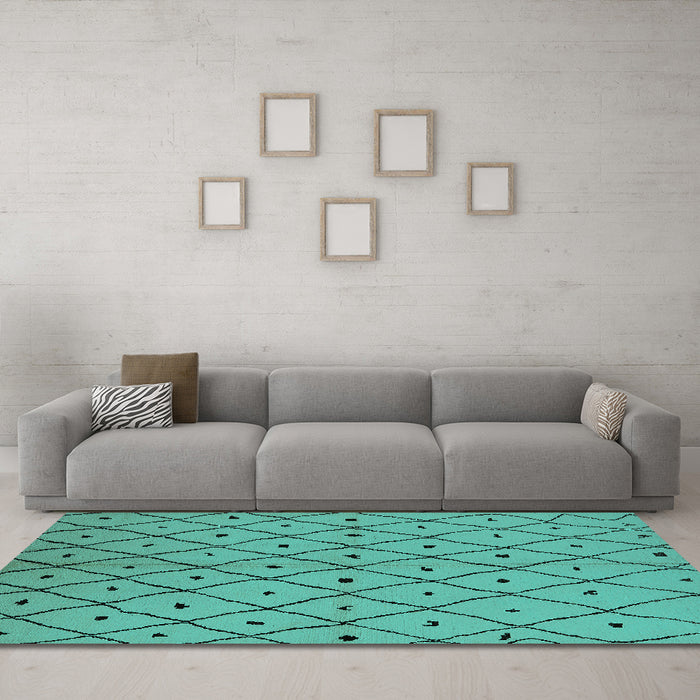 Machine Washable Solid Turquoise Modern Area Rugs in a Living Room,, wshurb1196turq