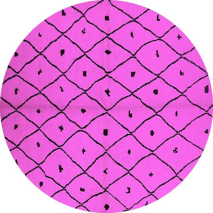 Round Machine Washable Solid Pink Modern Rug, wshurb1196pnk
