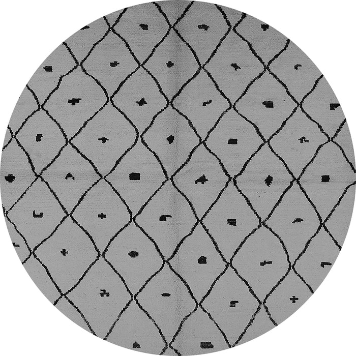 Round Machine Washable Solid Gray Modern Rug, wshurb1196gry