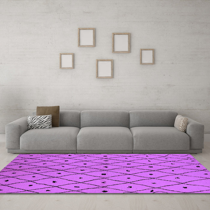 Machine Washable Solid Purple Modern Area Rugs in a Living Room, wshurb1196pur