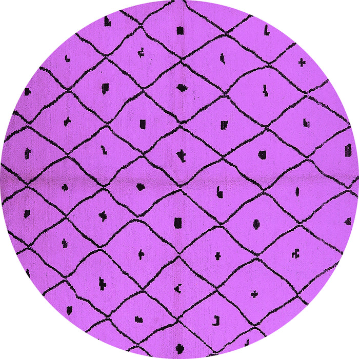 Round Machine Washable Solid Purple Modern Area Rugs, wshurb1196pur