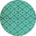 Round Solid Turquoise Modern Rug, urb1196turq