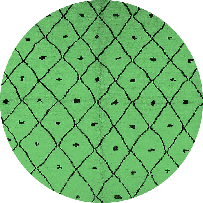 Round Machine Washable Solid Emerald Green Modern Area Rugs, wshurb1196emgrn
