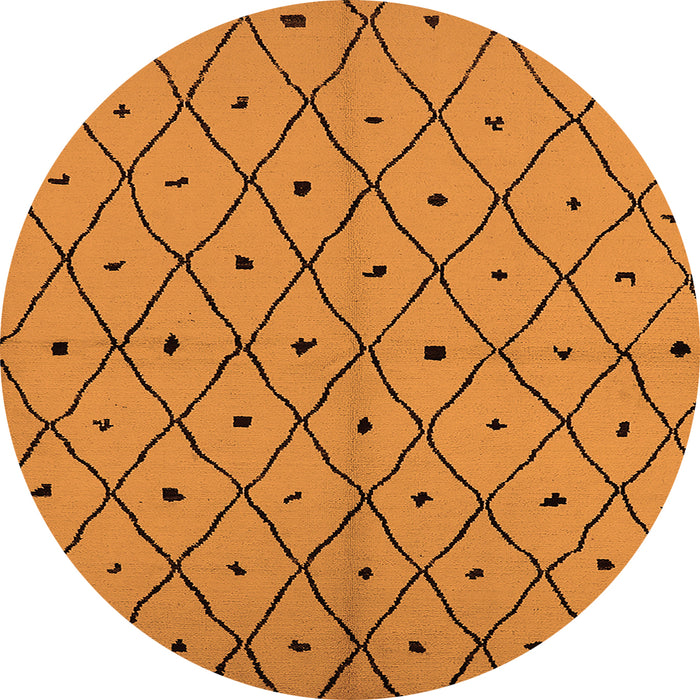 Round Machine Washable Solid Orange Modern Area Rugs, wshurb1196org