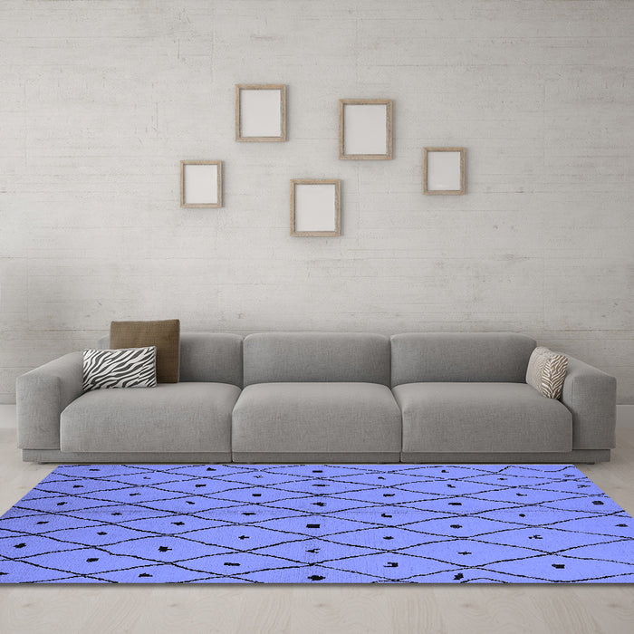 Machine Washable Solid Blue Modern Rug in a Living Room, wshurb1196blu