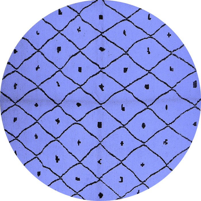 Round Machine Washable Solid Blue Modern Rug, wshurb1196blu