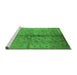 Sideview of Machine Washable Oriental Green Traditional Area Rugs, wshurb1197grn