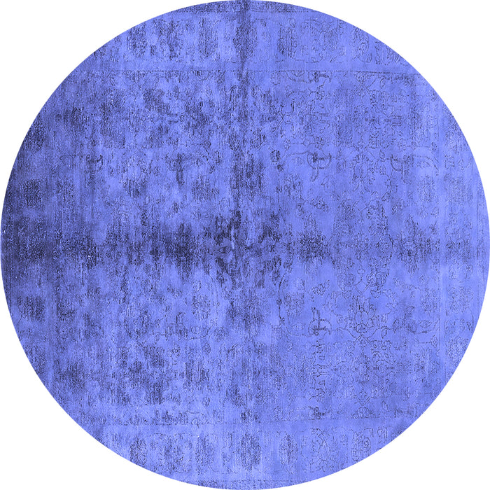 Round Oriental Blue Traditional Rug, urb1197blu