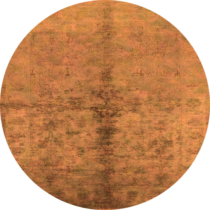 Round Oriental Orange Traditional Rug, urb1197org