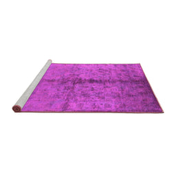 Sideview of Machine Washable Oriental Pink Traditional Rug, wshurb1197pnk