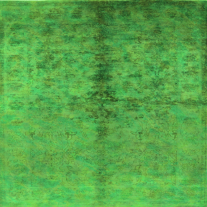 Square Machine Washable Oriental Green Traditional Area Rugs, wshurb1197grn