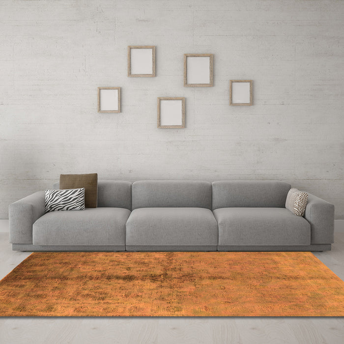 Machine Washable Oriental Orange Traditional Area Rugs in a Living Room, wshurb1197org