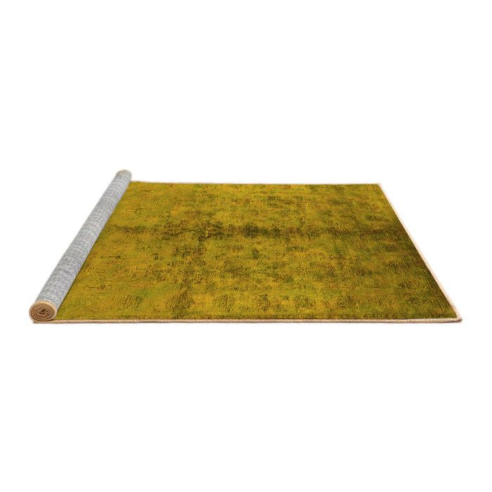 Sideview of Machine Washable Oriental Yellow Traditional Rug, wshurb1197yw