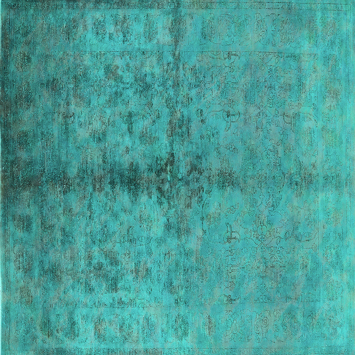 Square Machine Washable Oriental Turquoise Traditional Area Rugs, wshurb1197turq