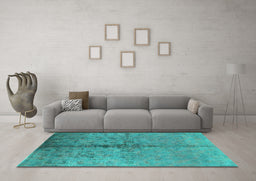 Machine Washable Oriental Turquoise Traditional Area Rugs in a Living Room,, wshurb1197turq