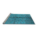 Sideview of Machine Washable Oriental Light Blue Traditional Rug, wshurb1197lblu