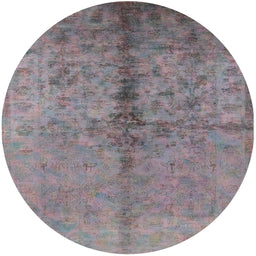 Round Machine Washable Industrial Modern Mauve Taupe Purple Rug, wshurb1197