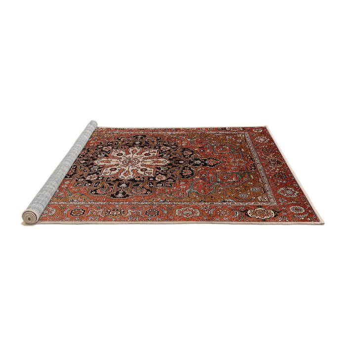 Sideview of Machine Washable Industrial Modern Light Copper Gold Rug, wshurb1198