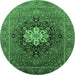 Round Oriental Emerald Green Industrial Rug, urb1198emgrn