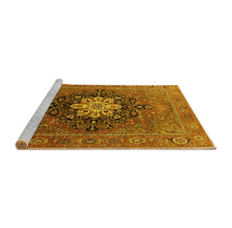 Sideview of Machine Washable Oriental Yellow Industrial Rug, wshurb1198yw