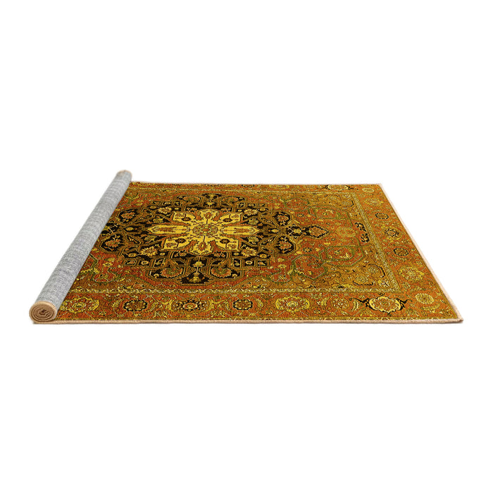 Sideview of Machine Washable Oriental Yellow Industrial Rug, wshurb1198yw