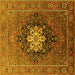 Square Machine Washable Oriental Yellow Industrial Rug, wshurb1198yw