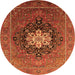 Round Machine Washable Oriental Orange Industrial Area Rugs, wshurb1198org