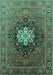 Machine Washable Oriental Turquoise Industrial Area Rugs, wshurb1198turq