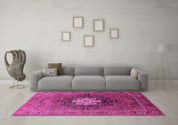 Machine Washable Oriental Pink Industrial Rug, wshurb1198pnk