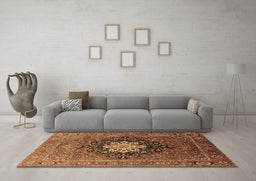 Machine Washable Oriental Brown Industrial Rug in a Living Room,, wshurb1198brn