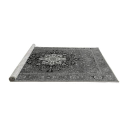 Sideview of Machine Washable Oriental Gray Industrial Rug, wshurb1198gry