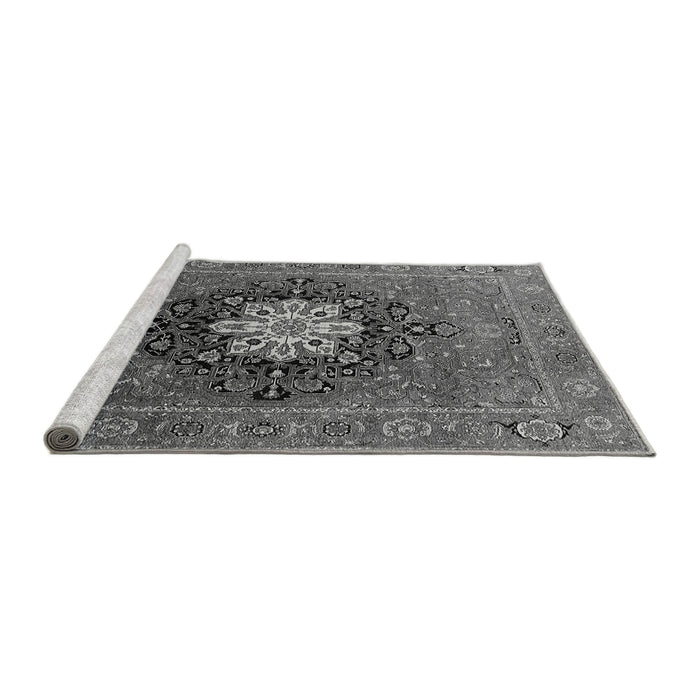 Sideview of Machine Washable Oriental Gray Industrial Rug, wshurb1198gry