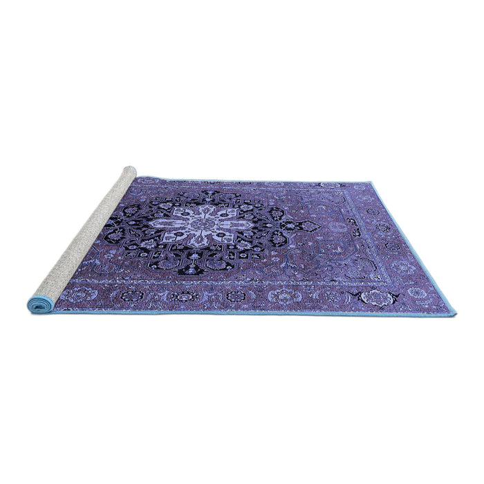 Sideview of Machine Washable Oriental Blue Industrial Rug, wshurb1198blu
