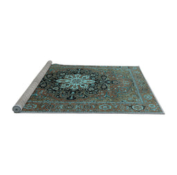 Sideview of Machine Washable Oriental Light Blue Industrial Rug, wshurb1198lblu
