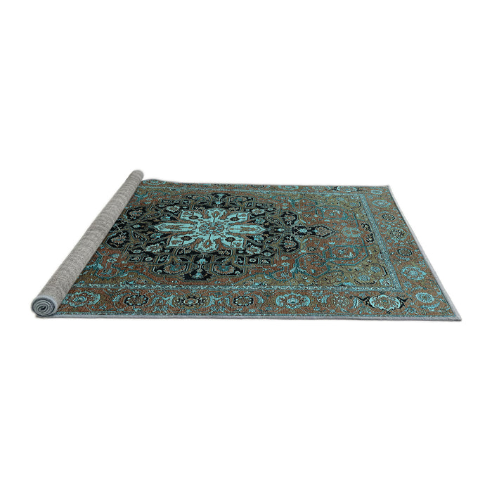 Sideview of Machine Washable Oriental Light Blue Industrial Rug, wshurb1198lblu