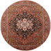 Round Machine Washable Industrial Modern Light Copper Gold Rug, wshurb1198