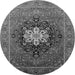 Round Oriental Gray Industrial Rug, urb1198gry