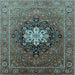 Square Oriental Light Blue Industrial Rug, urb1198lblu