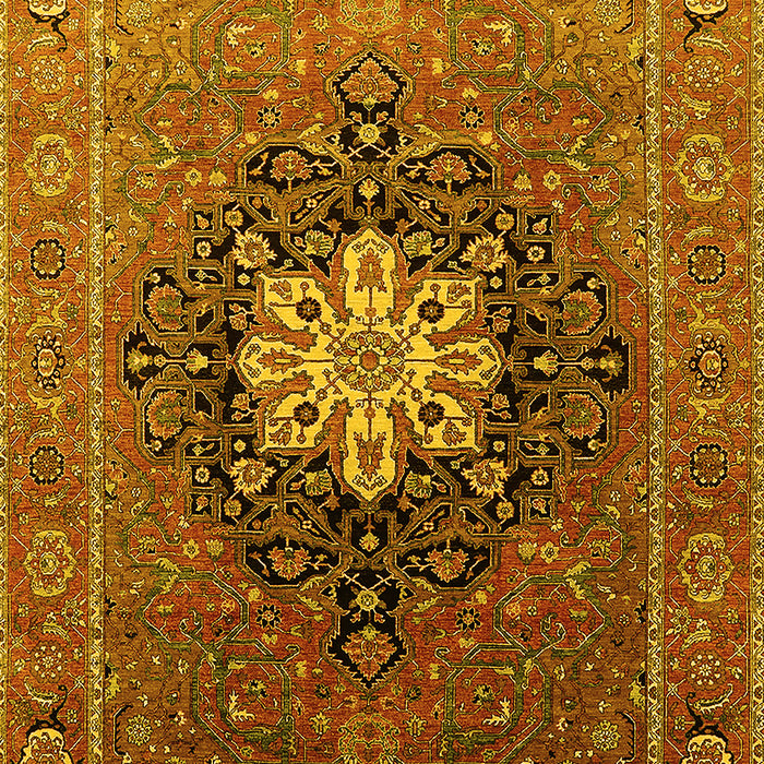 Machine Washable Oriental Yellow Industrial Rug, wshurb1198yw